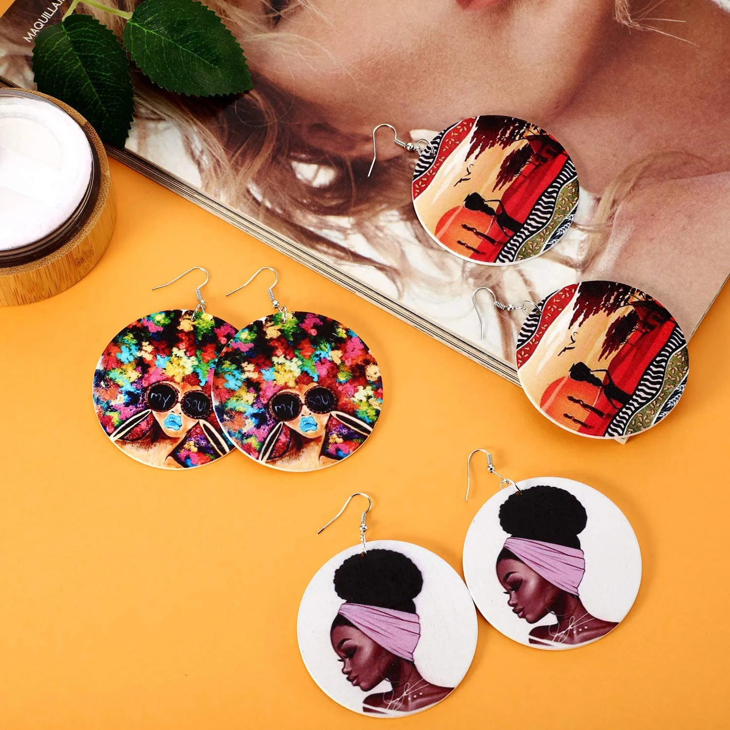 10 Pairs Round Afrikan Women Earrings