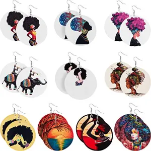 10 Pairs Round Afrikan Women Earrings