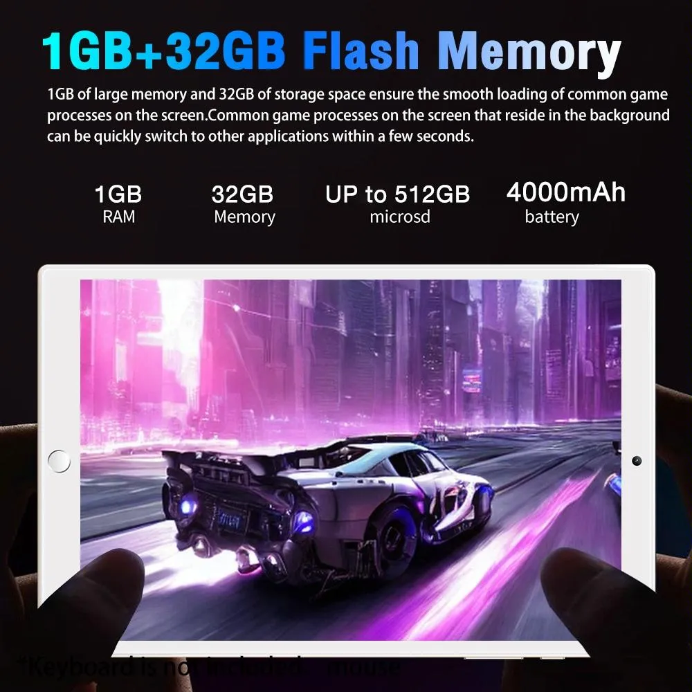 10.1 3g Tablet Pc 1gb Ram 32gb Storage Android 5.1 Quad-core Dual Sim Wifi Bt Gps - Black