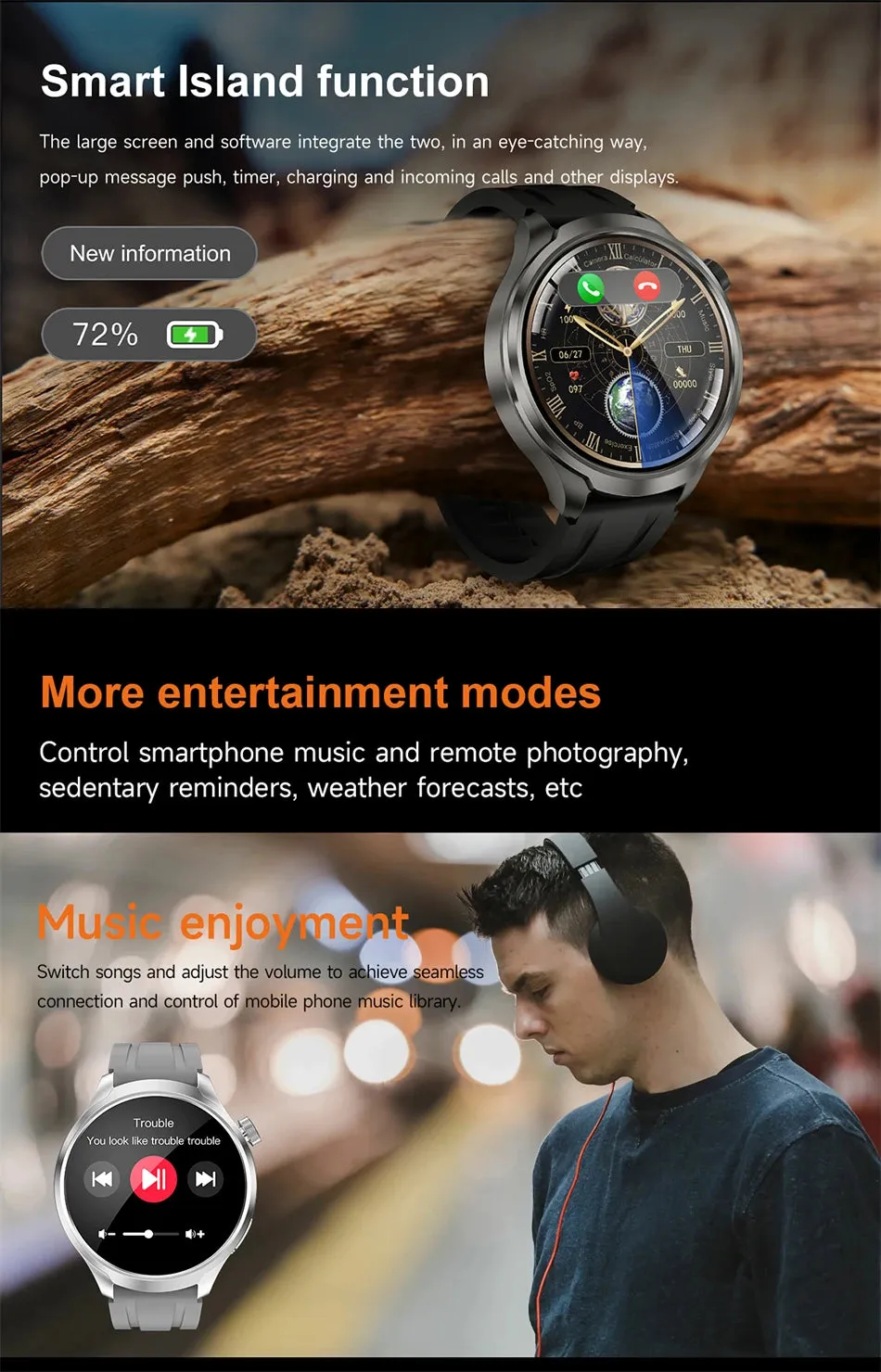 2024 New For HUAWEI Outdoor Sports Smart Watch Men AMOLED Screen NFC GPS Heart rate Waterproof Bluetooth Call Smart Watch Woman