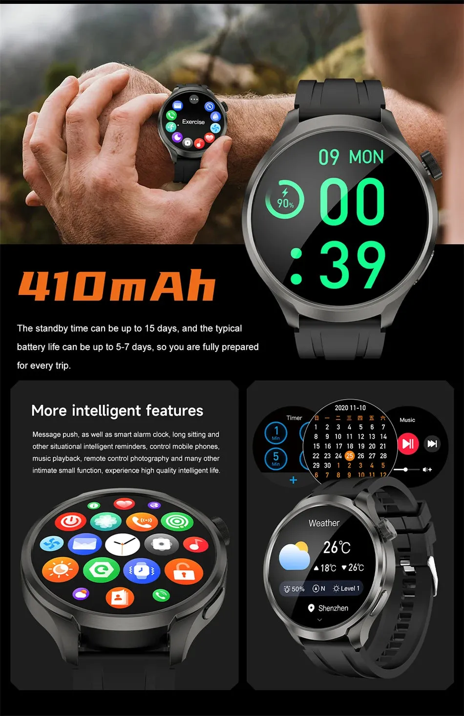 2024 New For HUAWEI Outdoor Sports Smart Watch Men AMOLED Screen NFC GPS Heart rate Waterproof Bluetooth Call Smart Watch Woman