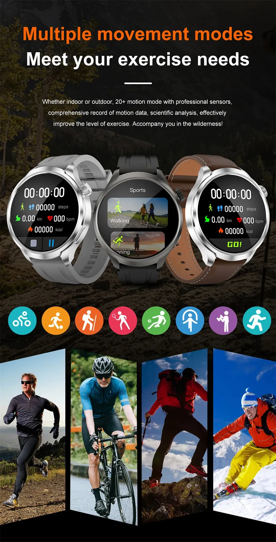 2024 New For HUAWEI Outdoor Sports Smart Watch Men AMOLED Screen NFC GPS Heart rate Waterproof Bluetooth Call Smart Watch Woman