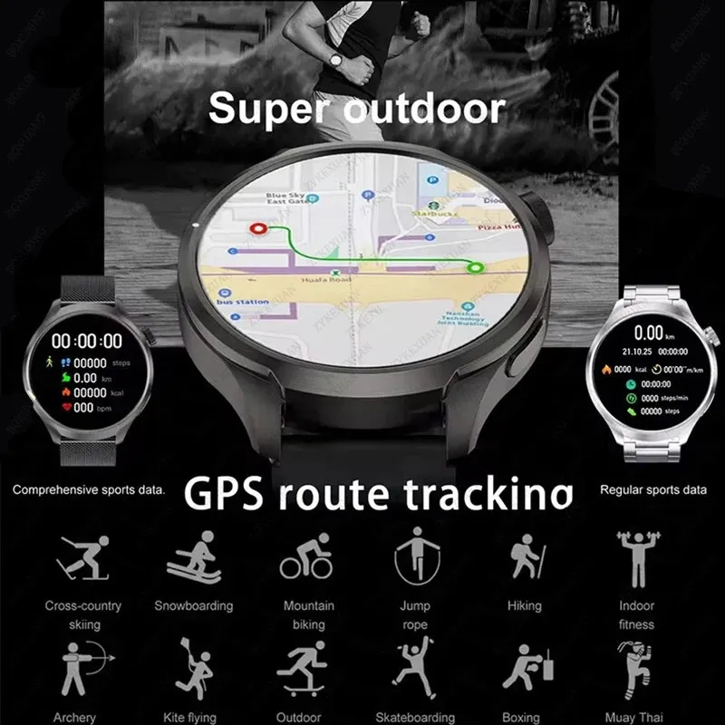 2024 New For HUAWEI Outdoor Sports Smart Watch Men AMOLED Screen NFC GPS Heart rate Waterproof Bluetooth Call Smart Watch Woman