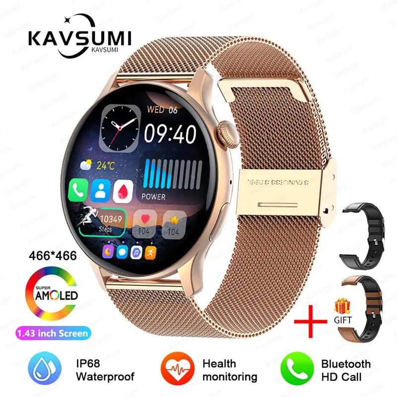 2024 NFC Smart Watch Women 466*466 Screen GPS Track Sport Watches Women Health Monitoring Voice Bluetooth Call Smartwatch Ladies