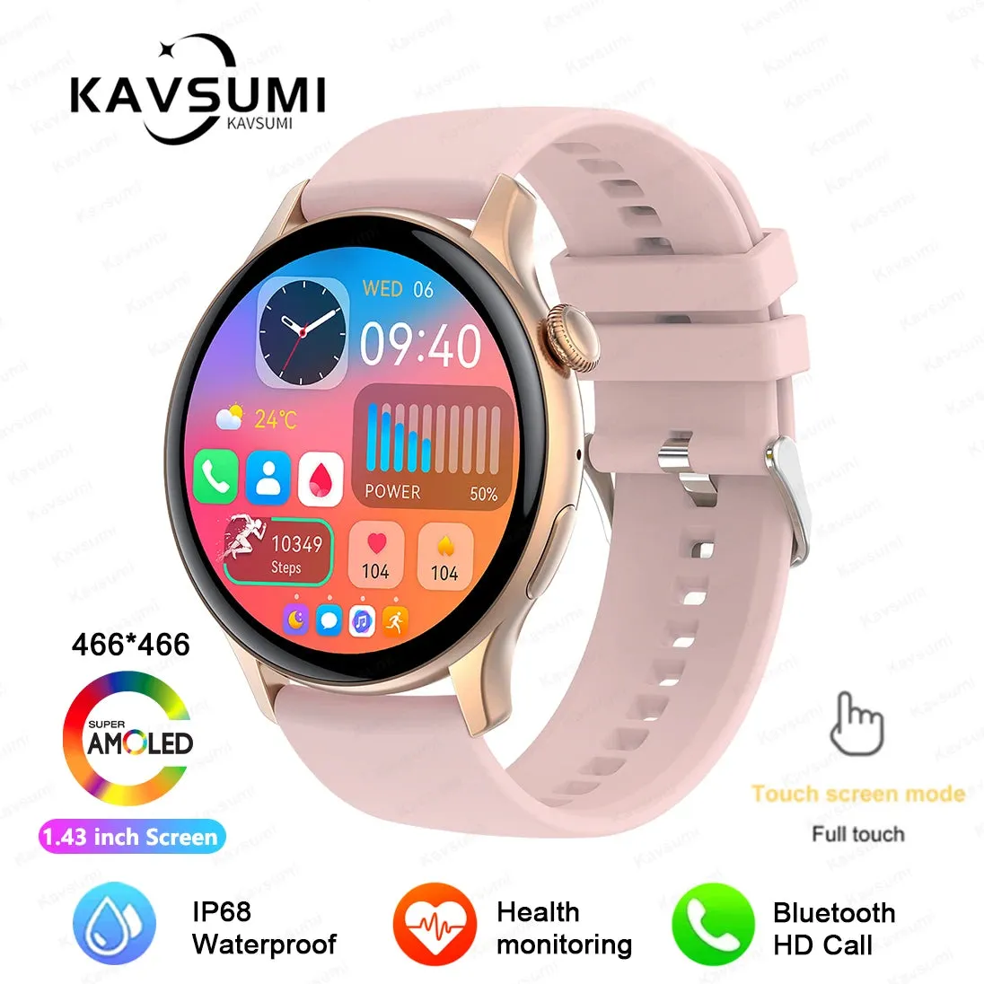 2024 NFC Smart Watch Women 466*466 Screen GPS Track Sport Watches Women Health Monitoring Voice Bluetooth Call Smartwatch Ladies