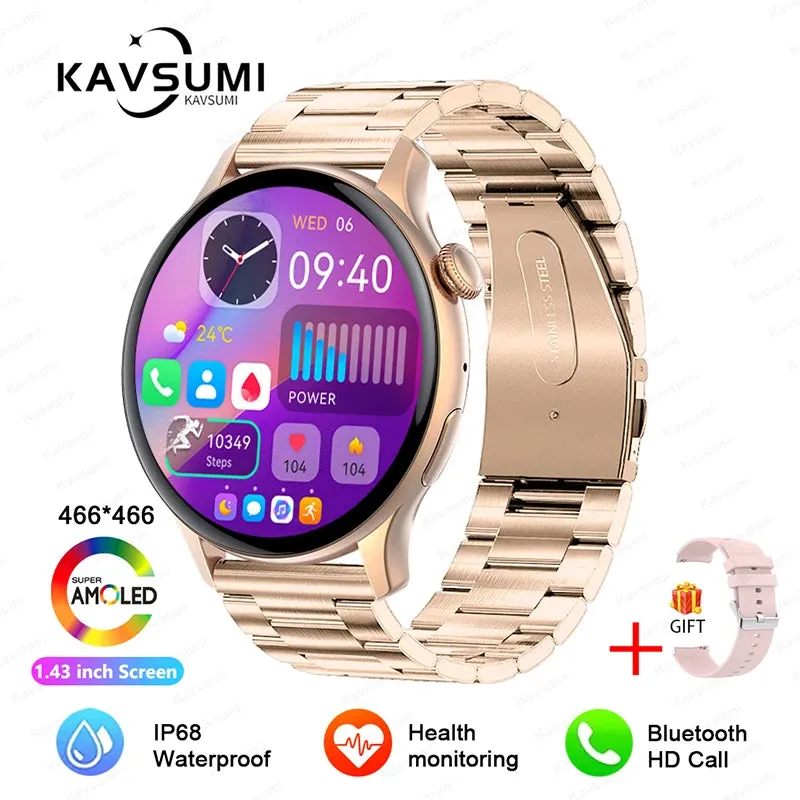 2024 NFC Smart Watch Women 466*466 Screen GPS Track Sport Watches Women Health Monitoring Voice Bluetooth Call Smartwatch Ladies