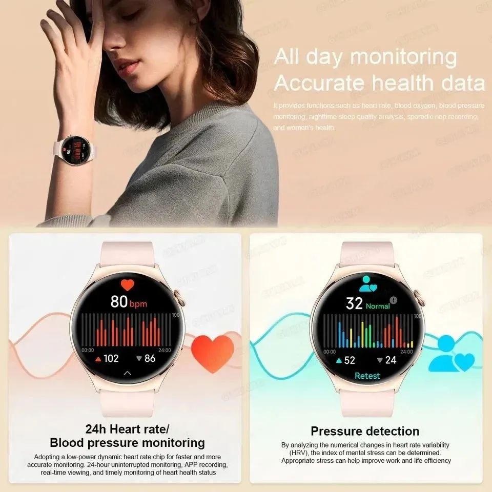2024 NFC Smart Watch Women 466*466 Screen GPS Track Sport Watches Women Health Monitoring Voice Bluetooth Call Smartwatch Ladies