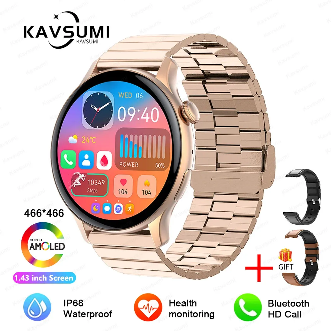 2024 NFC Smart Watch Women 466*466 Screen GPS Track Sport Watches Women Health Monitoring Voice Bluetooth Call Smartwatch Ladies