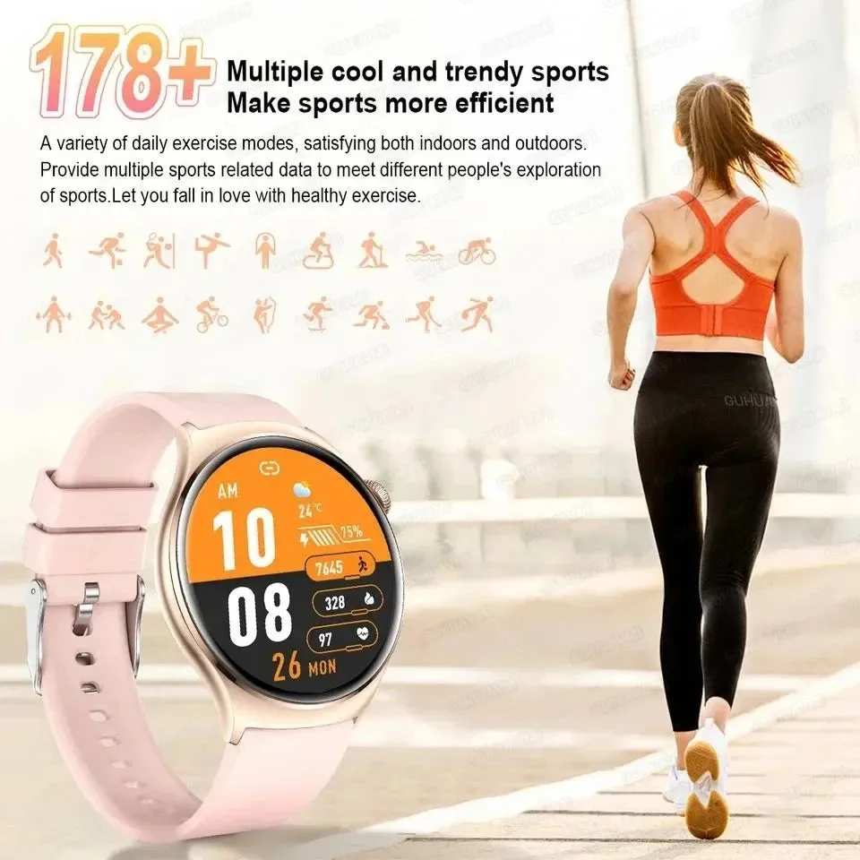 2024 NFC Smart Watch Women 466*466 Screen GPS Track Sport Watches Women Health Monitoring Voice Bluetooth Call Smartwatch Ladies