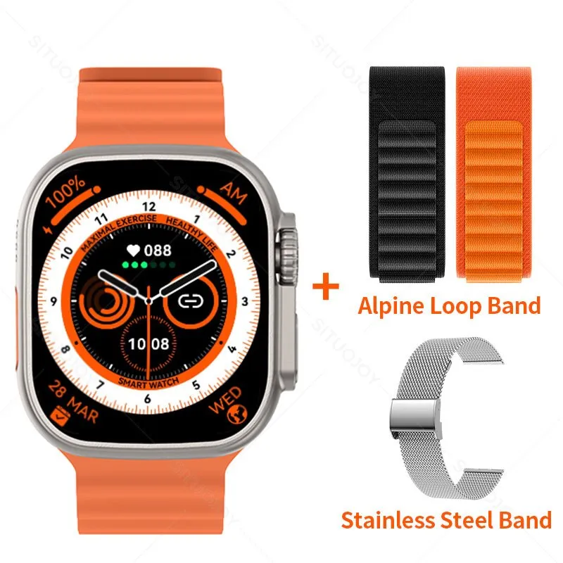 49mm Smart Watch Ultra Series 8 Titanium Alloy 1:1 Case Men Women Sport Smartwatch Bluetooth Call Heart Rate Temperature Measure