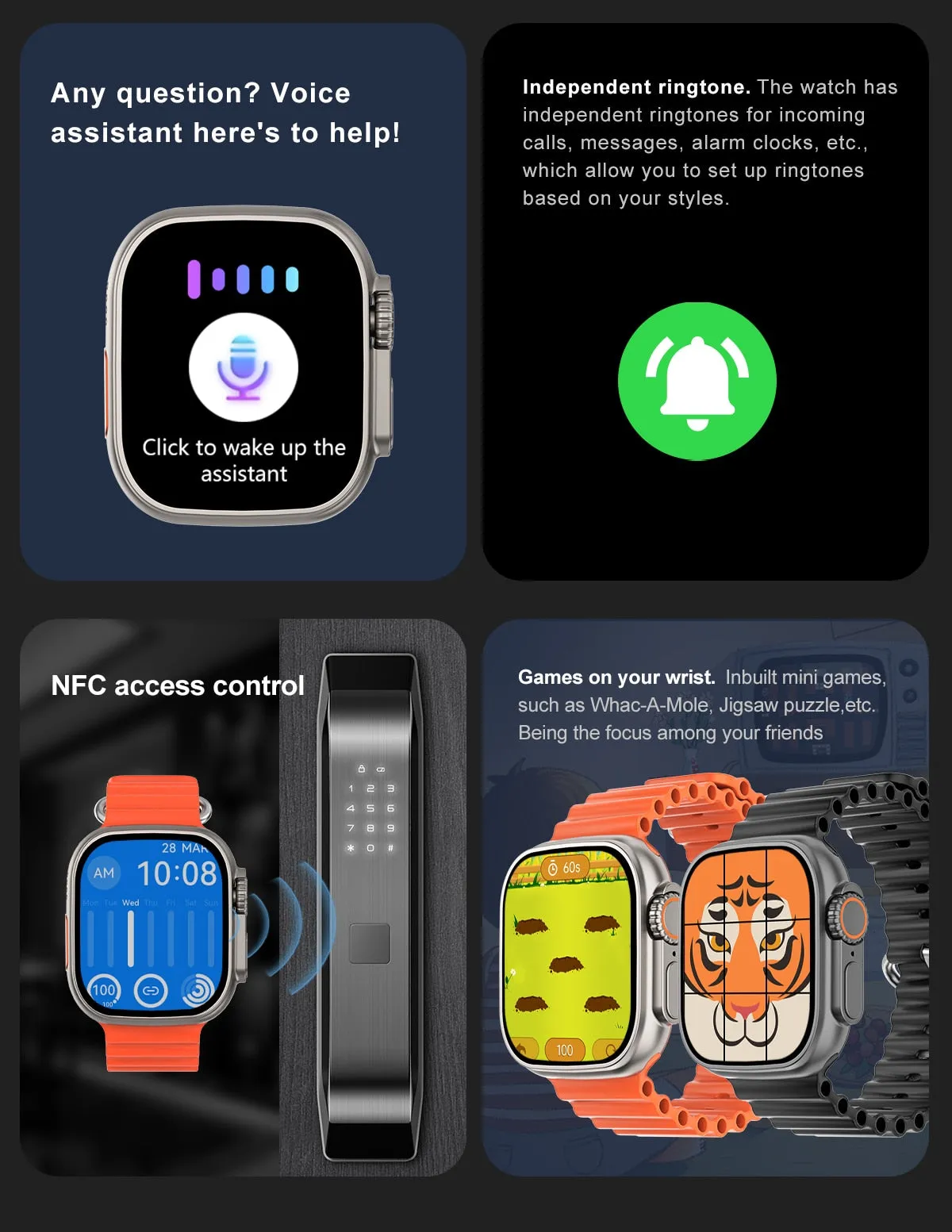49mm Smart Watch Ultra Series 8 Titanium Alloy 1:1 Case Men Women Sport Smartwatch Bluetooth Call Heart Rate Temperature Measure