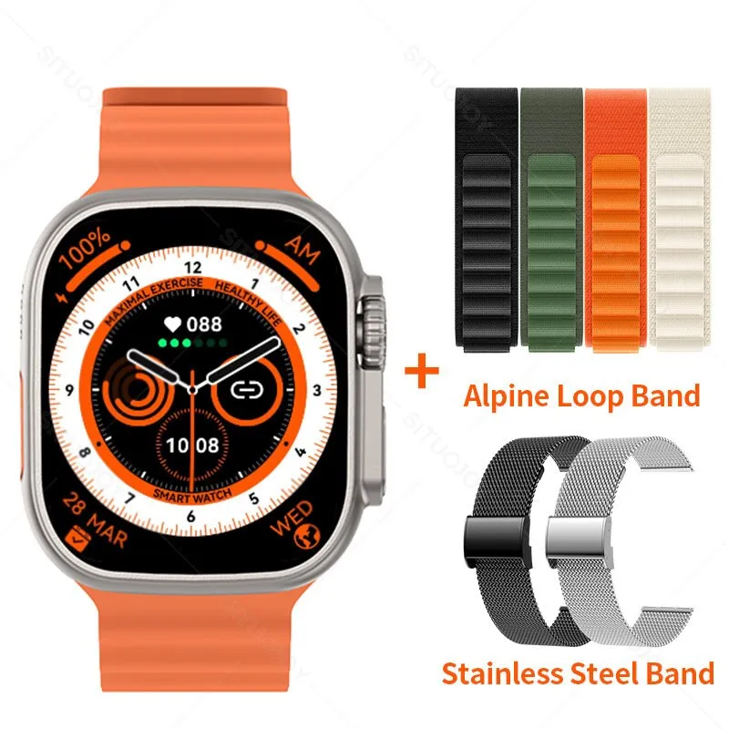 49mm Smart Watch Ultra Series 8 Titanium Alloy 1:1 Case Men Women Sport Smartwatch Bluetooth Call Heart Rate Temperature Measure