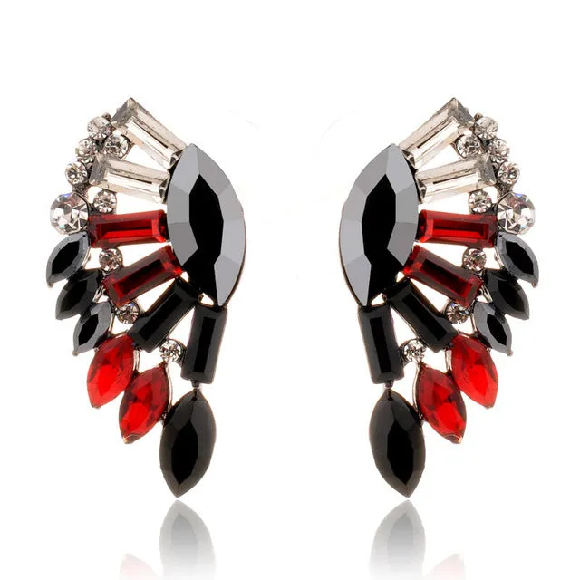 5 Colors Angel Wings Earrings Fashion Women  Stones jewelry Elegant Resin Statement Stud Earrings For Women Birthday Gift