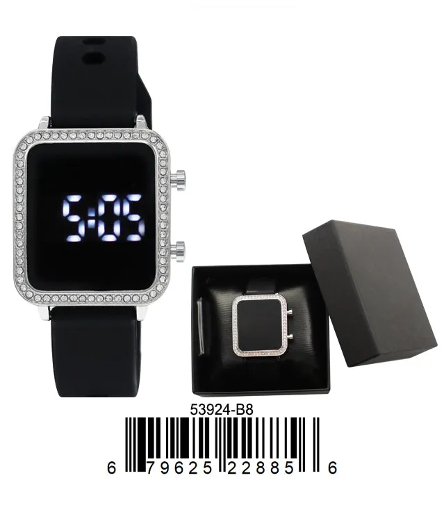 5392 - B8 - Boxed Montres Carlo LED Silicone Band Watch