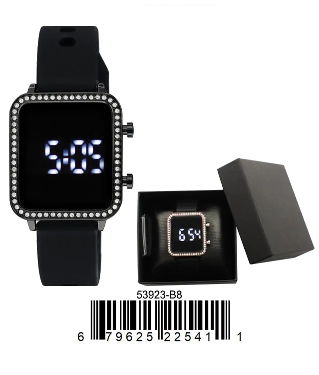 5392 - B8 - Boxed Montres Carlo LED Silicone Band Watch