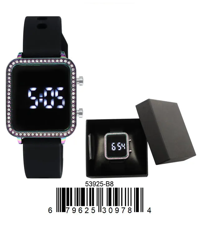 5392 - B8 - Boxed Montres Carlo LED Silicone Band Watch