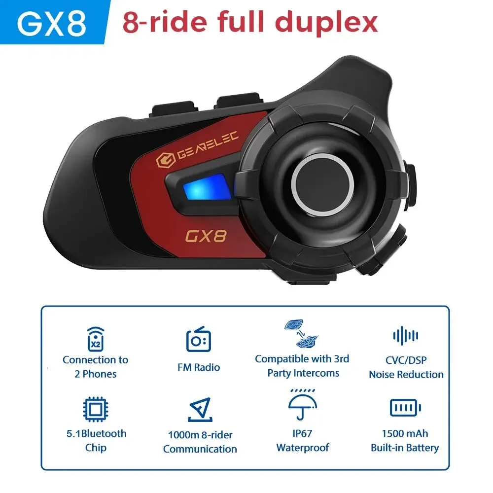 8 Rider Tooth Intercom for Motorcycle Helmets