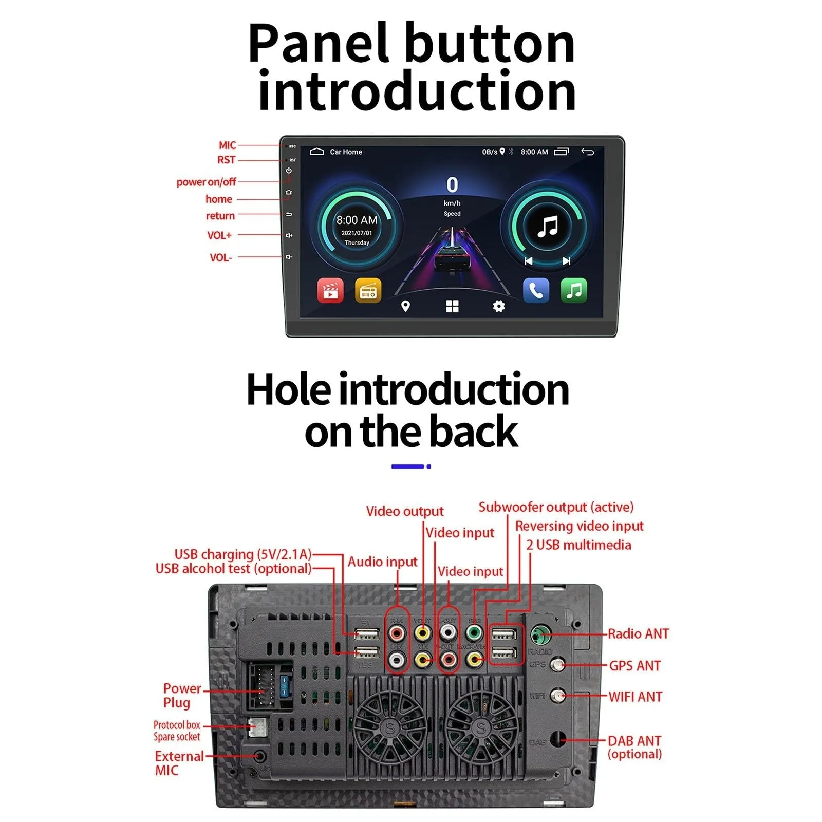 9 Inch Car Android Player Gps Navigation Bluetooth Touch Radio Mirror Link Fm Wifi Steering Wheel Control Standard Version   Carplay