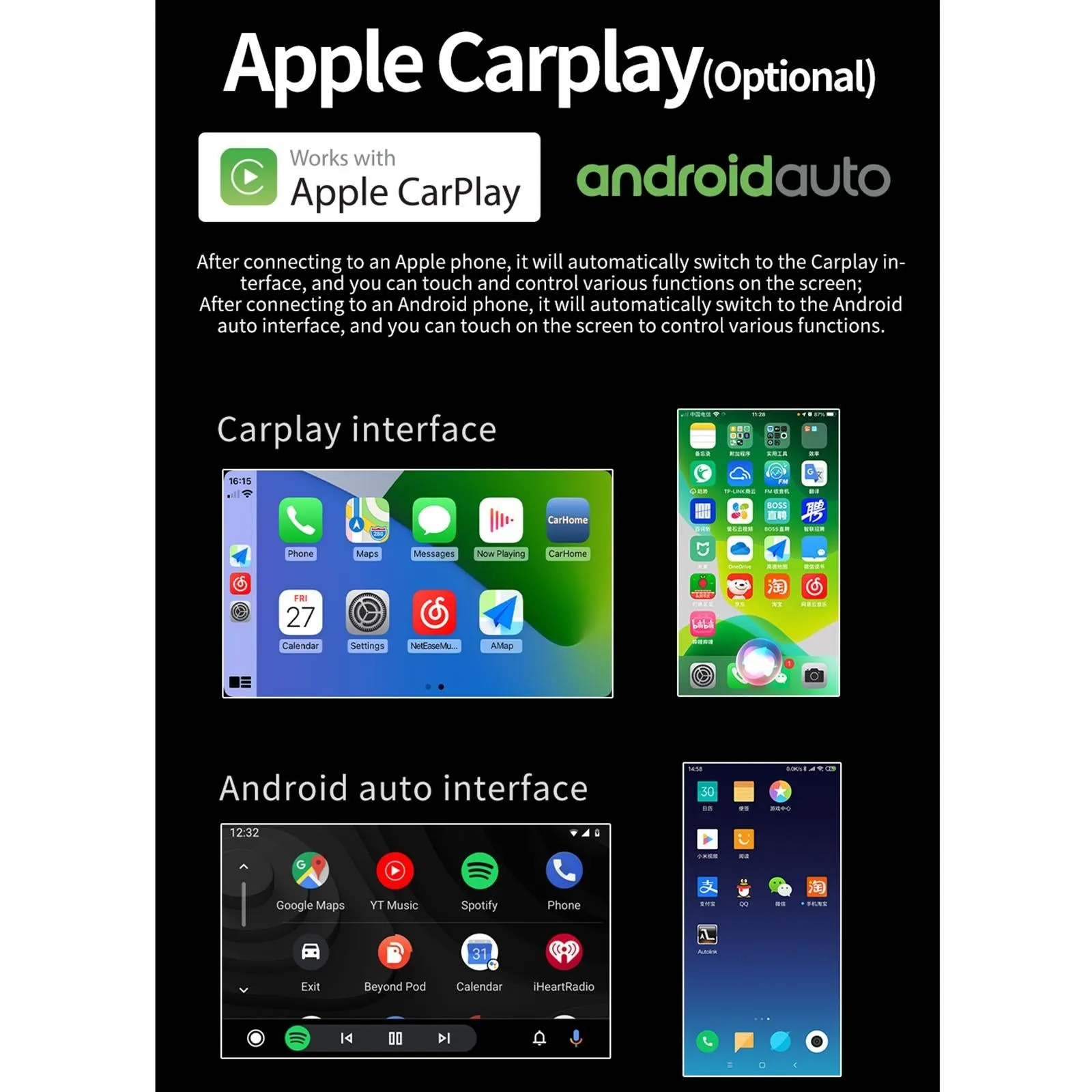 9 Inch Car Android Player Gps Navigation Bluetooth Touch Radio Mirror Link Fm Wifi Steering Wheel Control Standard Version   Carplay