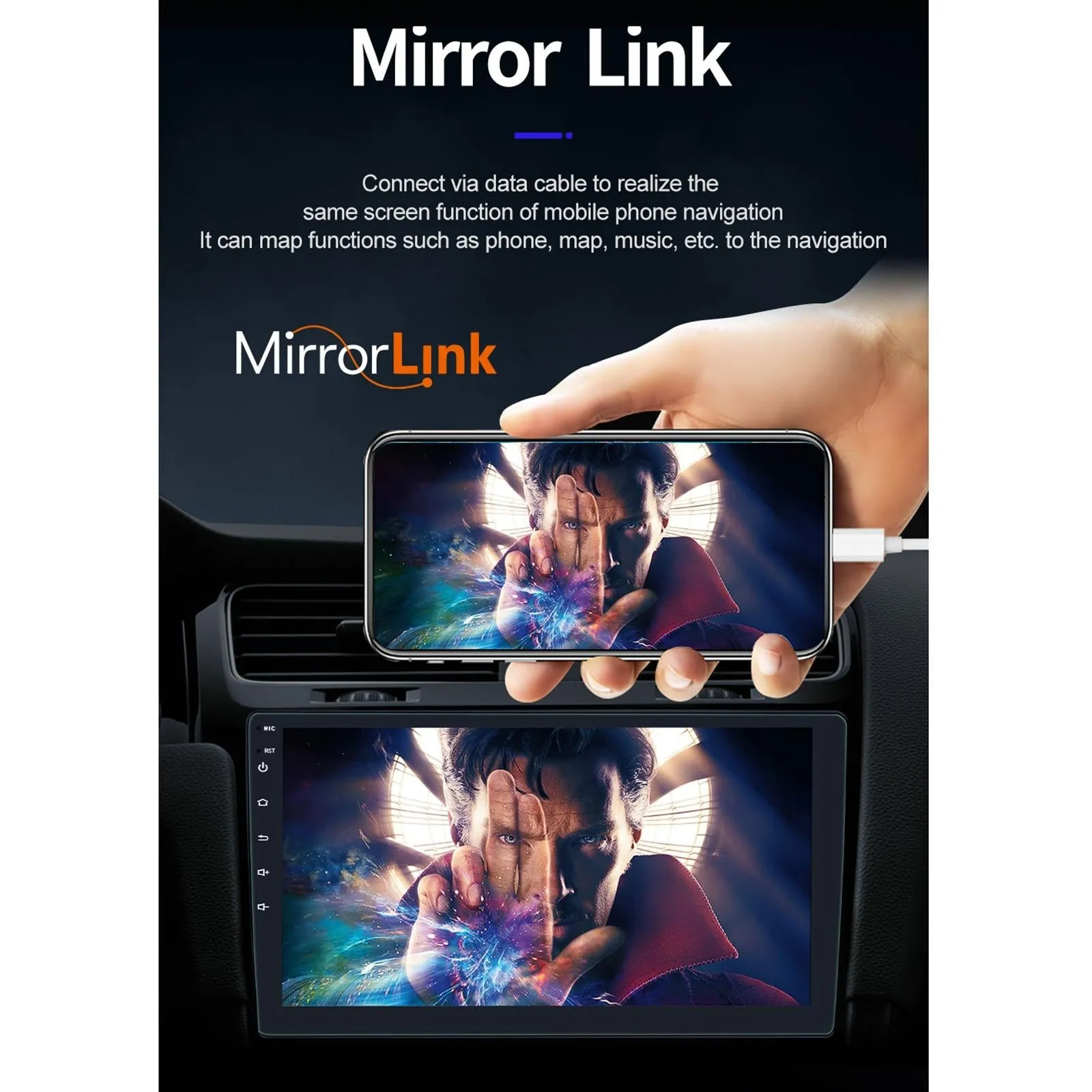 9 Inch Car Android Player Gps Navigation Bluetooth Touch Radio Mirror Link Fm Wifi Steering Wheel Control Standard Version   Carplay