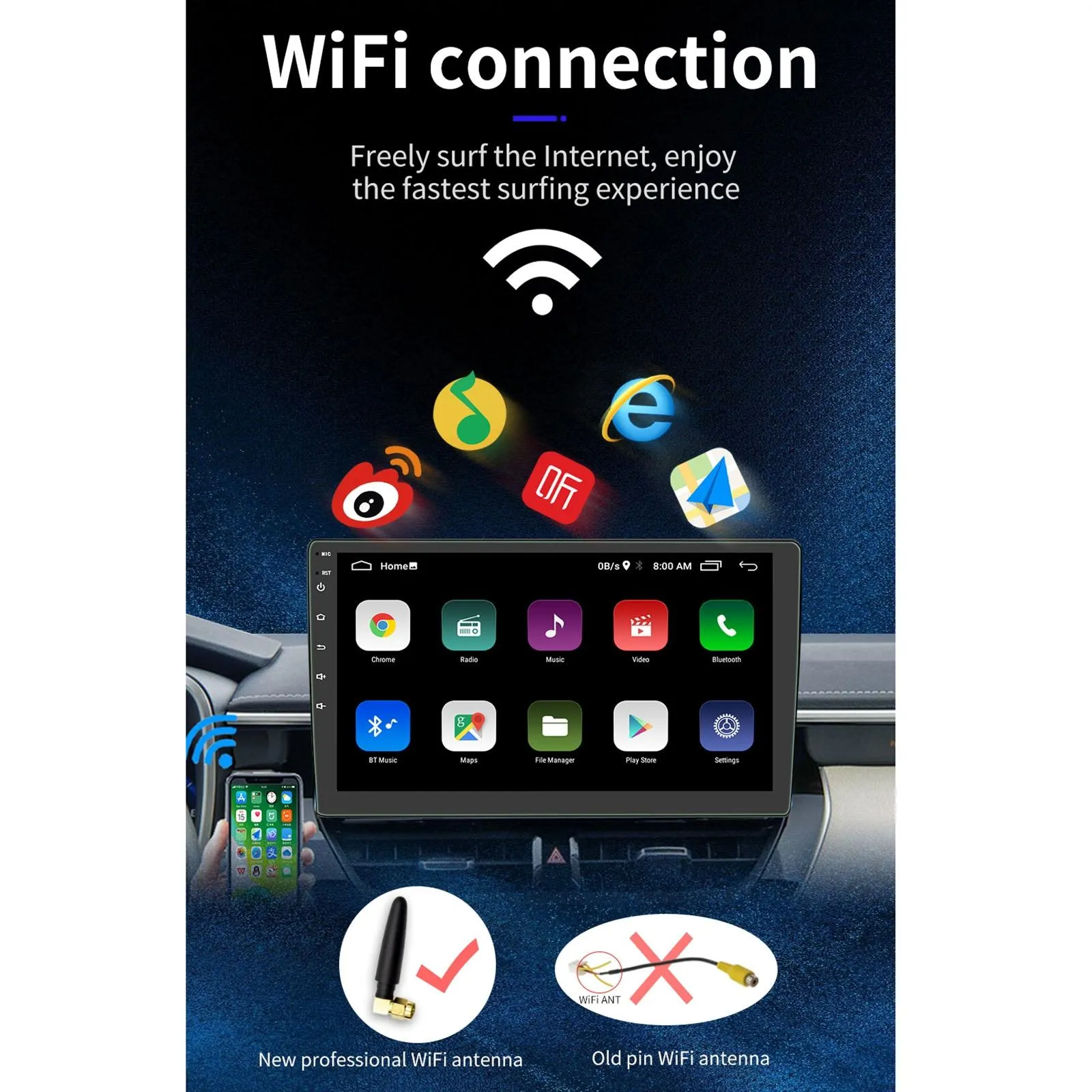 9 Inch Car Android Player Gps Navigation Bluetooth Touch Radio Mirror Link Fm Wifi Steering Wheel Control Standard Version   Carplay
