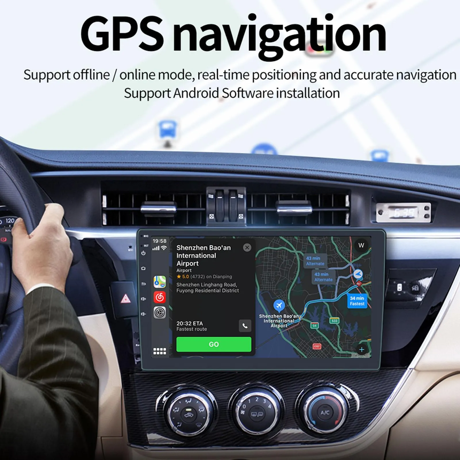 9 Inch Car Android Player Gps Navigation Bluetooth Touch Radio Mirror Link Fm Wifi Steering Wheel Control Standard Version   Carplay