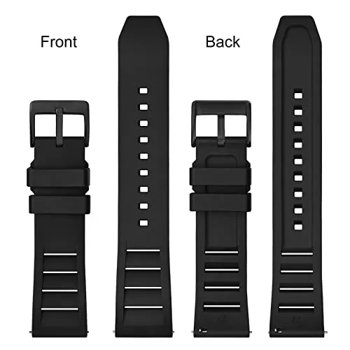 Anbeer Silicone Quick Release Watch Straps,22mm Fluororubber Watch Band,Rubber Watchband for Men and Women,Orange with Silver Buckle