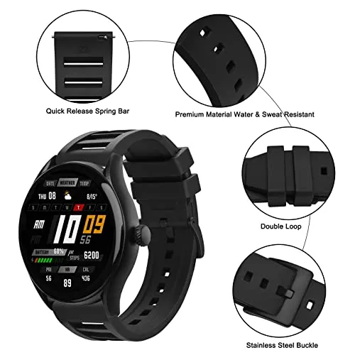 Anbeer Silicone Quick Release Watch Straps,22mm Fluororubber Watch Band,Rubber Watchband for Men and Women,Orange with Silver Buckle