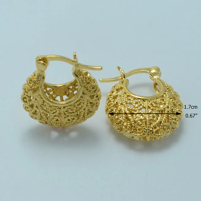 Anniyo 1.7CM (3 Color) Earrings for Women Gold Color Stud Earrings Girl Jewelry Arab/Africa Earrings Middle East Gift #003202