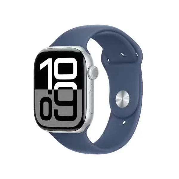 Apple Watch Series 10 GPS   Cellular 46mm Silver Aluminium Case with Denim Sport Band - AU Version
