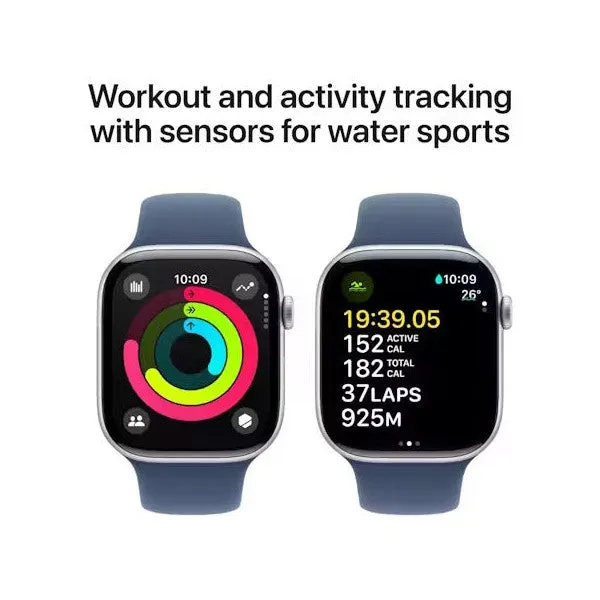 Apple Watch Series 10 GPS   Cellular 46mm Silver Aluminium Case with Denim Sport Band - AU Version