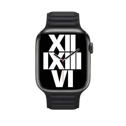 Apple Watch Series 8 GPS, 45mm Midnight Aluminium Case with Midnight Leather Link - M/L - Good