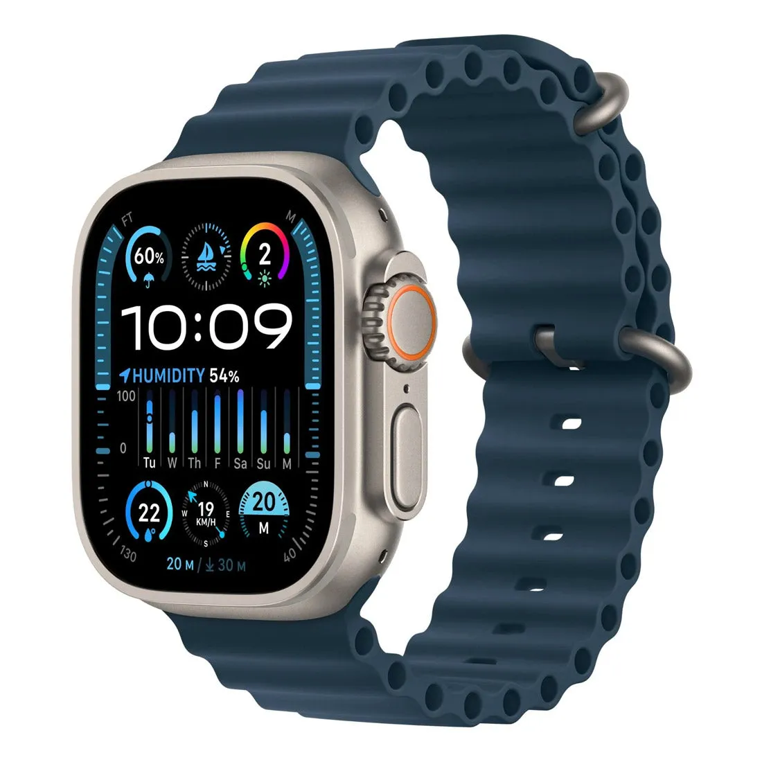 Apple Watch Ultra 2 49mm Titanium Case GPS   Cellular Blue Ocean Band - Pristine - Refurbished (AU Version)