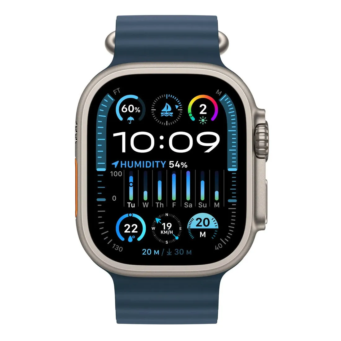 Apple Watch Ultra 2 49mm Titanium Case GPS   Cellular Blue Ocean Band - Pristine - Refurbished (AU Version)