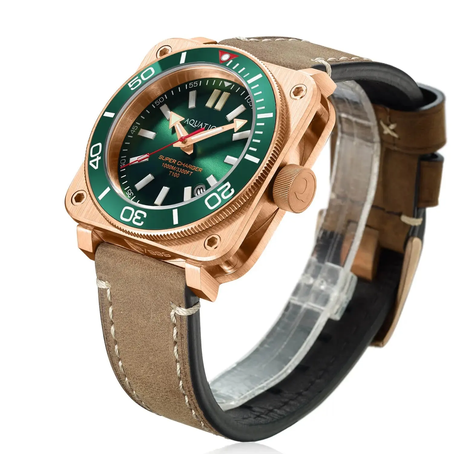 Aquatico Super Charger Bronze Green Dial Watch  (SWISS MADE Sellita sw200-1)