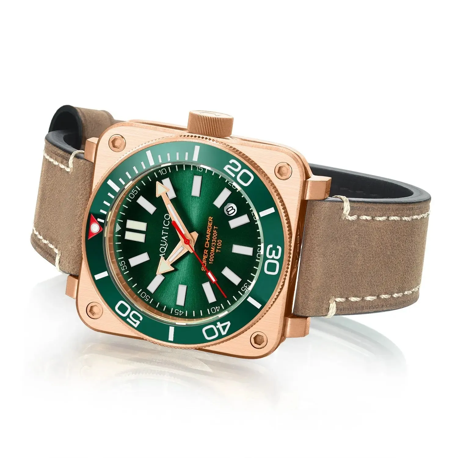 Aquatico Super Charger Bronze Green Dial Watch  (SWISS MADE Sellita sw200-1)