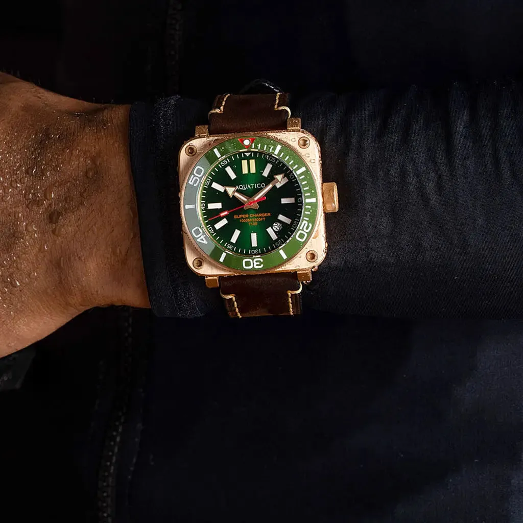 Aquatico Super Charger Bronze Green Dial Watch  (SWISS MADE Sellita sw200-1)