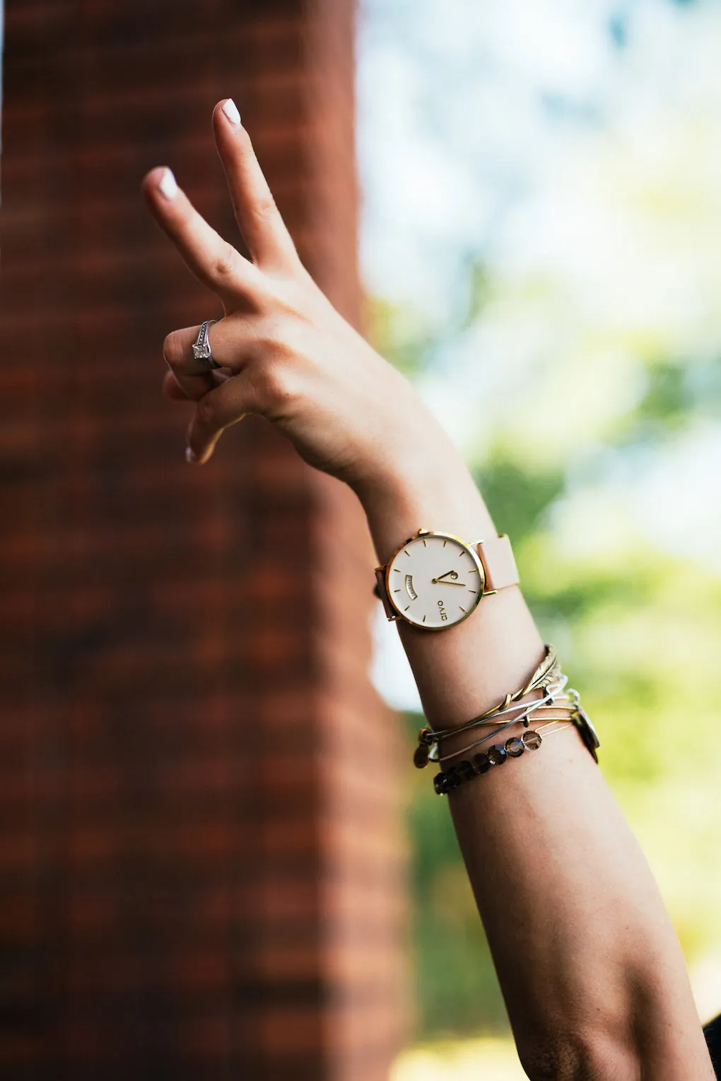 Arvo Awristacrat Watch - Gold - Nude Leather Band