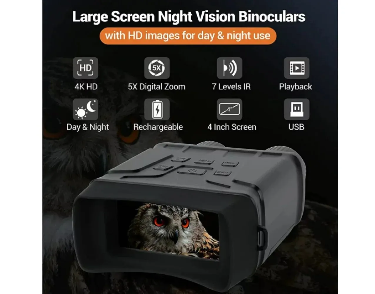 BEBANG Night Vision Goggles, 7 Level Infrared Digital Night Vision Binoculars 32GB HD Photo And Video Capture, Type-C Rechargeable