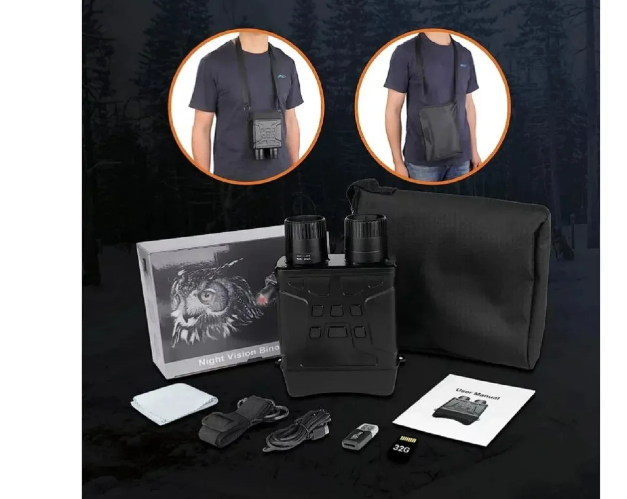BEBANG Night Vision Goggles, 7 Level Infrared Digital Night Vision Binoculars 32GB HD Photo And Video Capture, Type-C Rechargeable