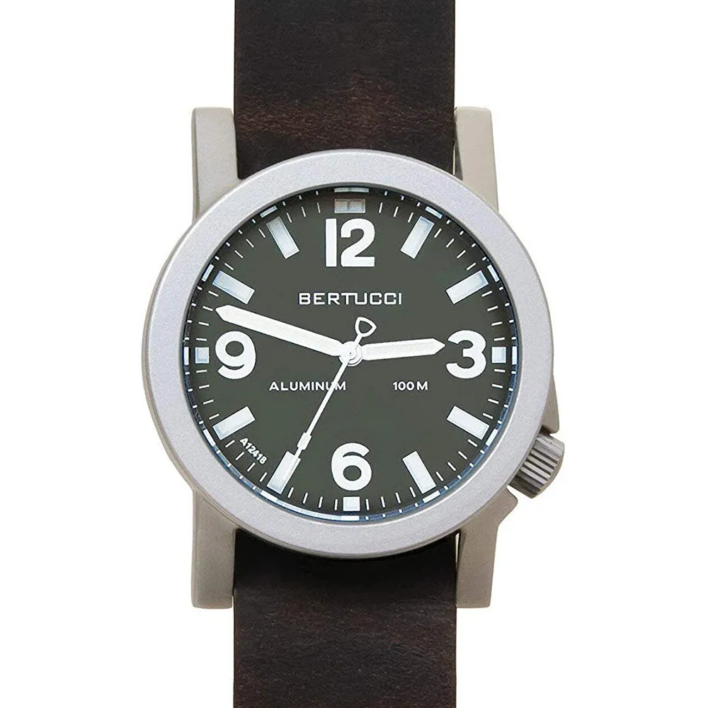 Bertucci Mens Alpina Brown Horween Leather Band Marine Green Japan Quartz Dial Watch - 16503