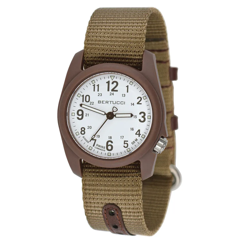 Bertucci Mens DX3 Hybrid Coyote Band White Ombra Brown Dial Analog Japanese Quartz Wrist Watch - 11100