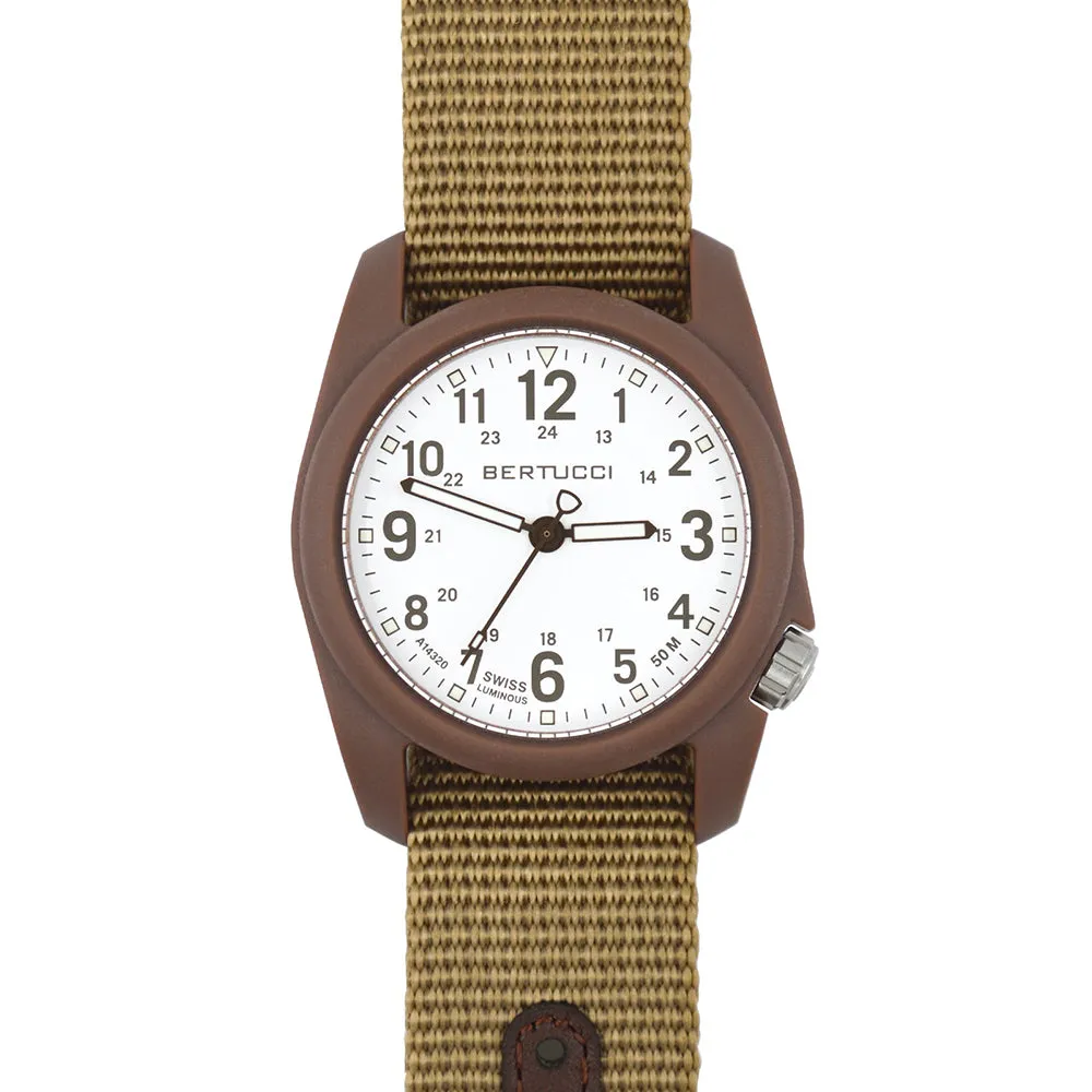 Bertucci Mens DX3 Hybrid Coyote Band White Ombra Brown Dial Analog Japanese Quartz Wrist Watch - 11100