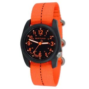 Bertucci Mens DX3 Plus Resin Case and Orange Nylon Strap Black Watch - 11042