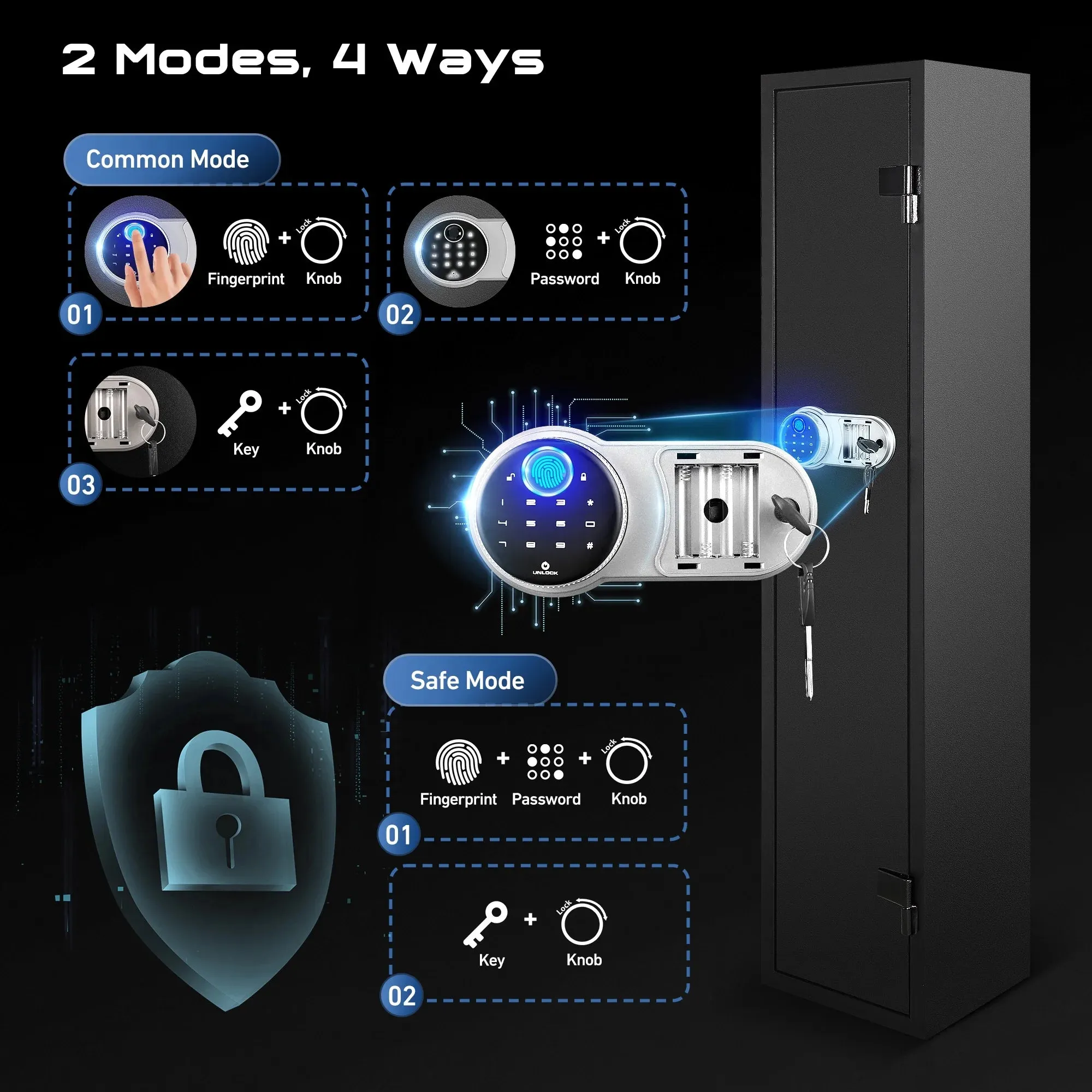 Bigfeliz Biometric Gun Safe,Quick Access 5-6 Gun Rifle with Handgun Storage Cabinet for Home