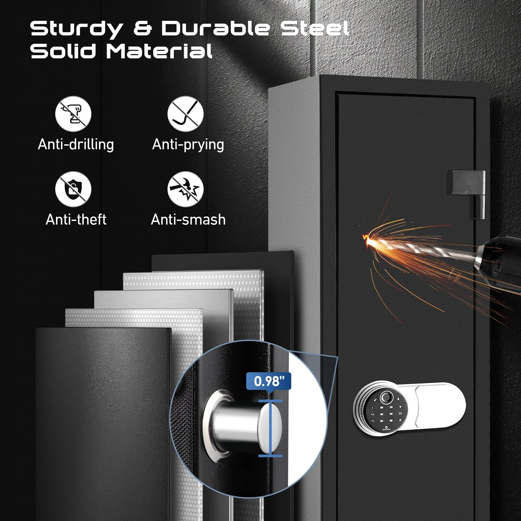 Bigfeliz Biometric Gun Safe,Quick Access 5-6 Gun Rifle with Handgun Storage Cabinet for Home
