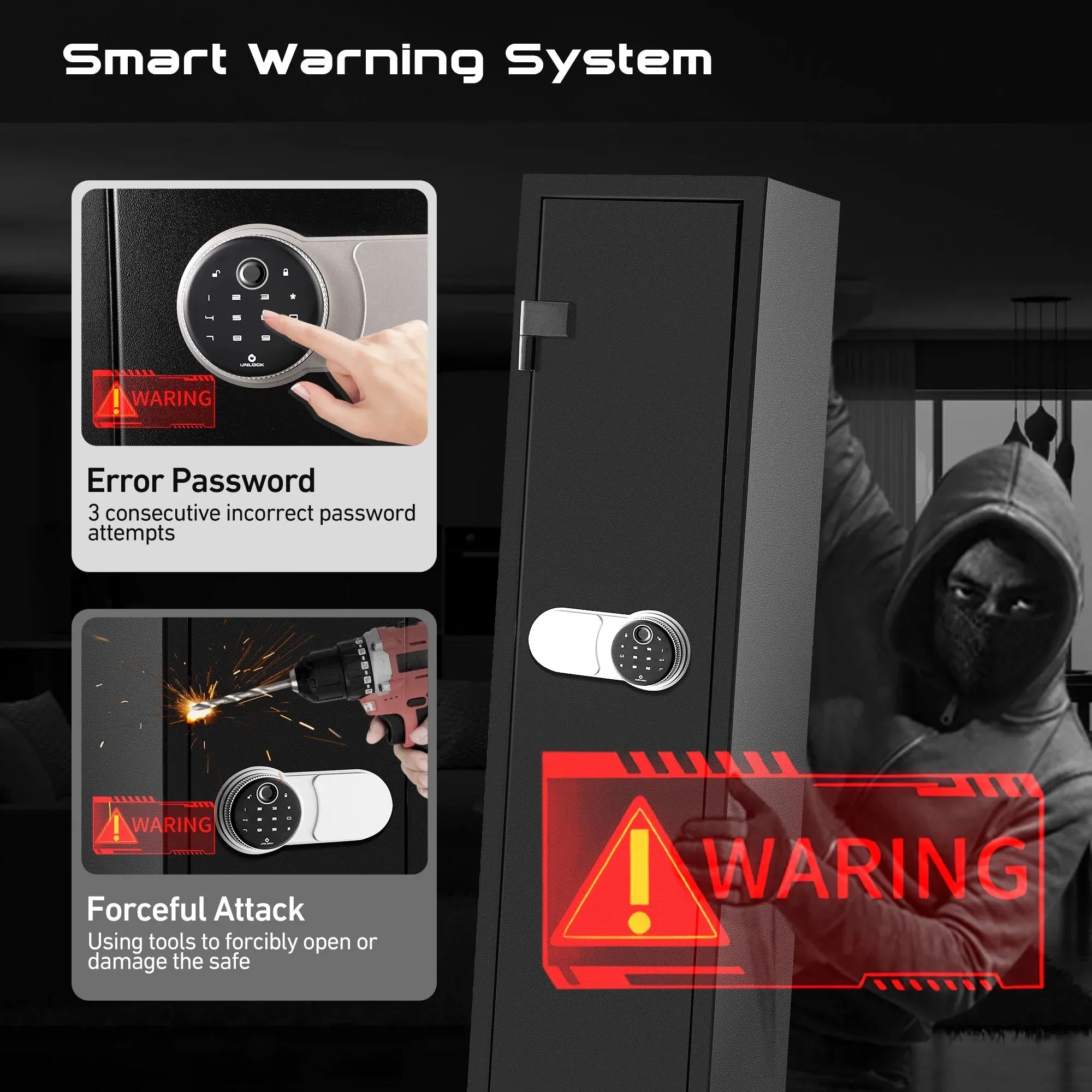 Bigfeliz Biometric Gun Safe,Quick Access 5-6 Gun Rifle with Handgun Storage Cabinet for Home