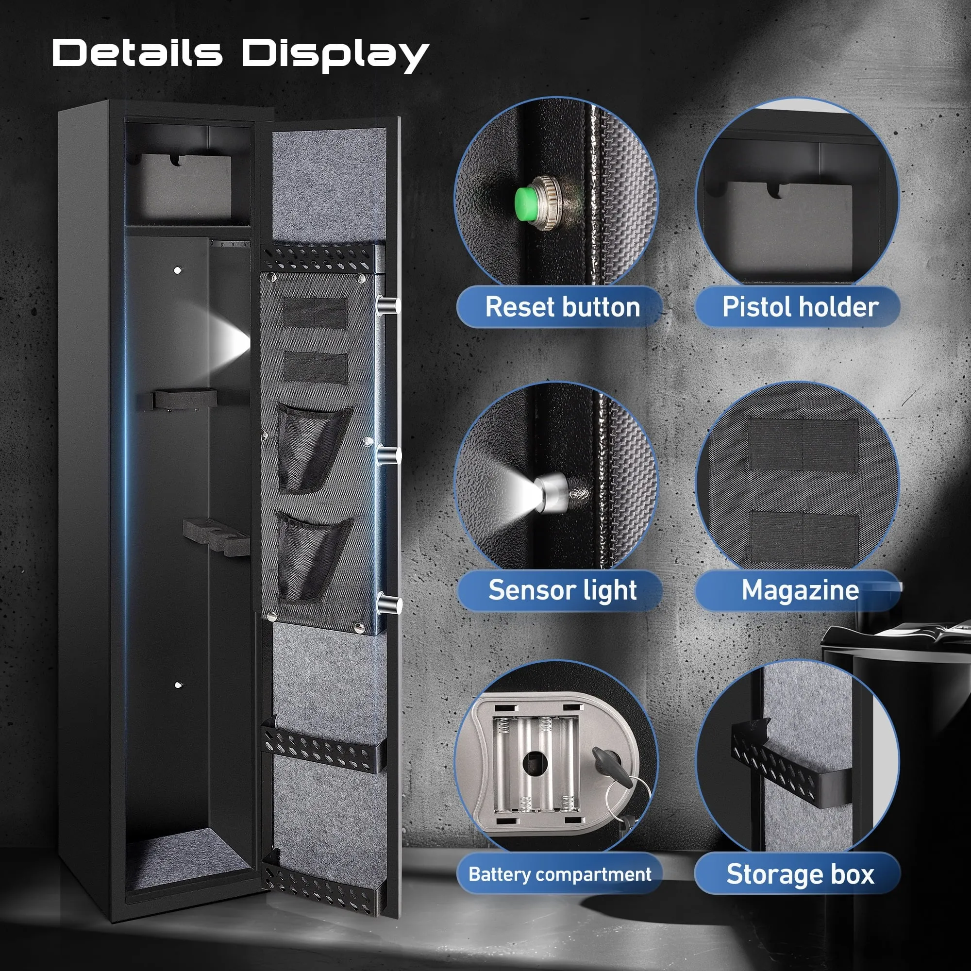 Bigfeliz Biometric Gun Safe,Quick Access 5-6 Gun Rifle with Handgun Storage Cabinet for Home