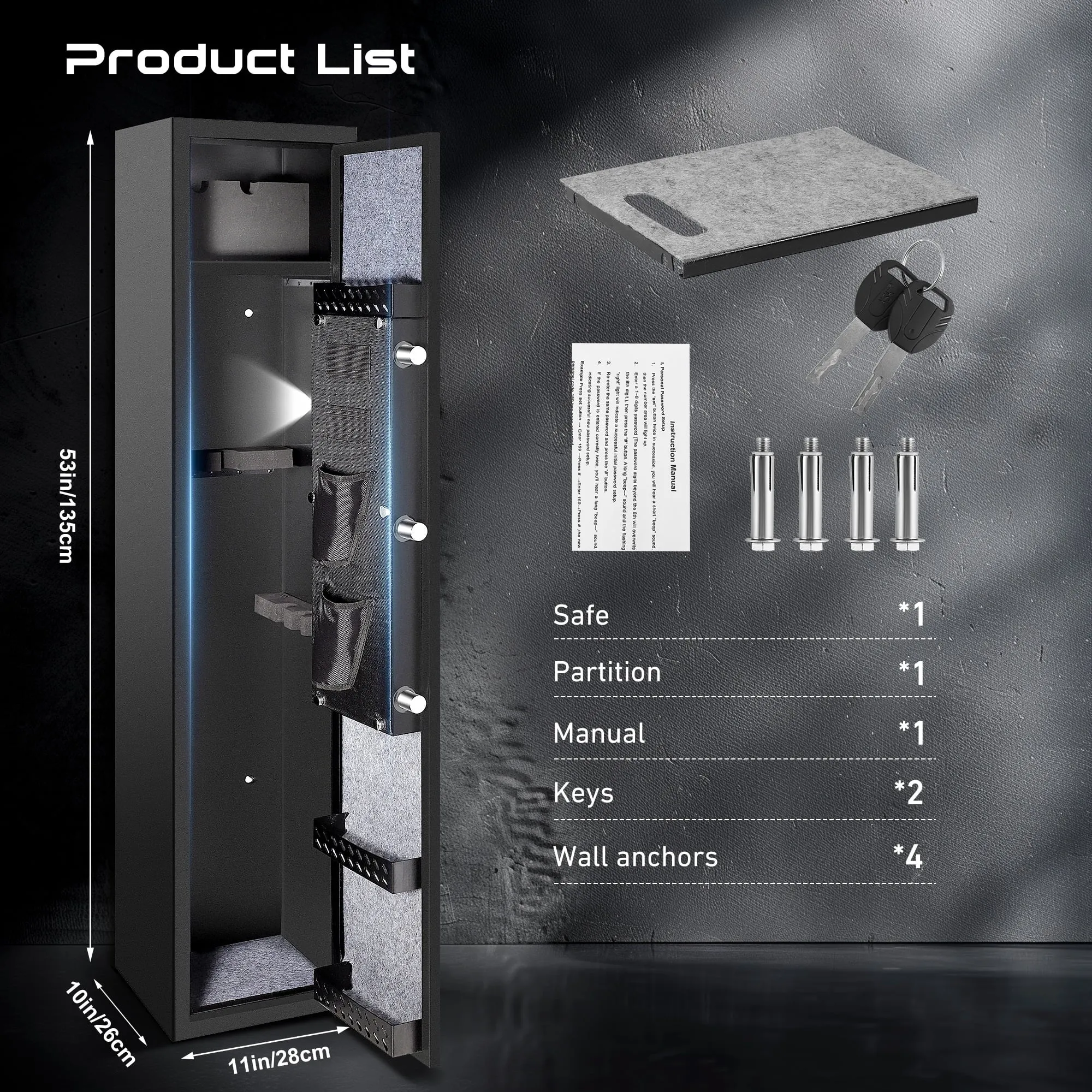 Bigfeliz Biometric Gun Safe,Quick Access 5-6 Gun Rifle with Handgun Storage Cabinet for Home