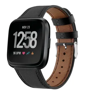 black Leather double color watch wristband fits Fitbit VERSA AZ11161